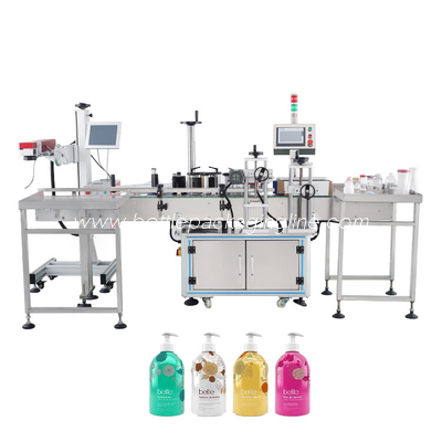 Automatic Horizontal Round Bottle Labeling Machine Top Label Applicator Machine Product Labels For Cosmetic Bottle